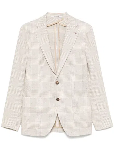 TAGLIATORE TAGLIATORE SINGLE-BREASTED JACKET IN COTTON AND LINEN