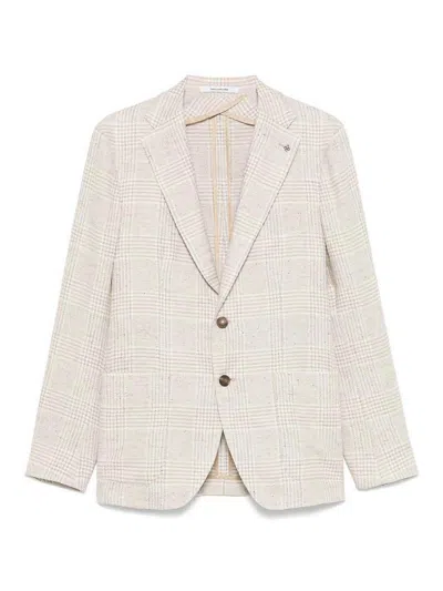 TAGLIATORE SINGLE-BREASTED JACKET IN COTTON AND LINEN