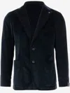 Tagliatore Single-breasted Jacket In Stretch Cotton Velvet In Blue