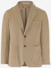 Tagliatore Single-breasted Jacket In Stretch Cotton Velvet In Brown