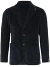 Tagliatore Single-breasted Jacket In Stretch Cotton Velvet In Black