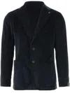 Tagliatore Single-breasted Jacket In Stretch Cotton Velvet In Blue