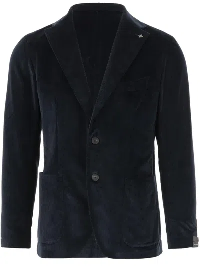 TAGLIATORE SINGLE-BREASTED JACKET IN STRETCH COTTON VELVET