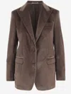 Tagliatore Single-breasted Jacket In Stretch Cotton Velvet In Brown