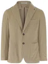 Tagliatore Single-breasted Jacket In Stretch Cotton Velvet In Gray