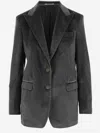 Tagliatore Single-breasted Jacket In Stretch Cotton Velvet In Gray