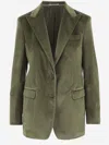 Tagliatore Single-breasted Jacket In Stretch Cotton Velvet In Green