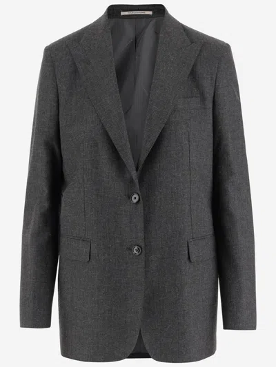 Tagliatore Single-breasted Jacket In Stretch Viscose Blend In Gray