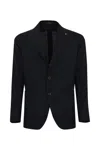 Tagliatore Single-breasted Jacket In Wool And Silk In Blu