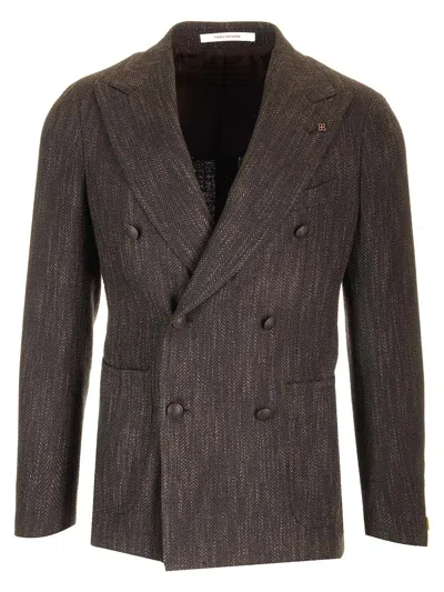 Tagliatore Single-breasted Jacket Jackets Brown In Multi