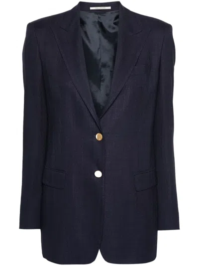 Tagliatore Single-breasted Jacquard Blazer In Blue