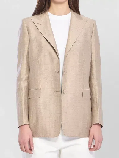 Tagliatore Single Breasted Linen Blend Tailored Jacket In Pink