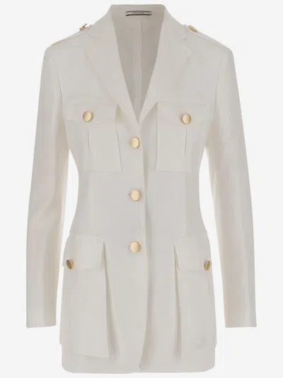 TAGLIATORE SINGLE-BREASTED LINEN JACKET