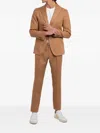 Tagliatore Single-breasted Linen Suit In Brown