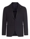 Tagliatore Brooch-detail Single-breasted Blazer In Blue