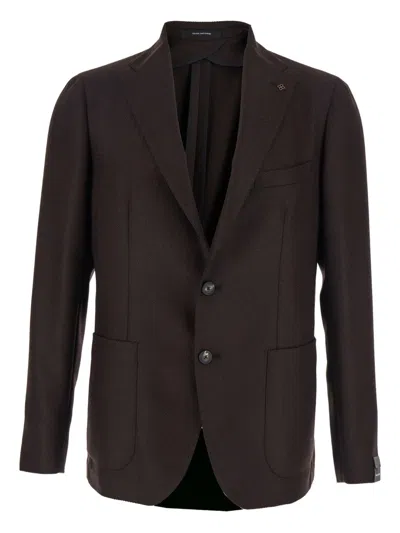 Tagliatore Bordeaux Single-breasted Jacket With Notched Revers In Brown