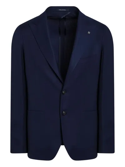 Tagliatore Single-breasted Blue Jacket In Wool