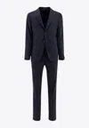 Tagliatore Single-breasted Pinstriped Wool Suit In Blue