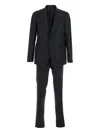 Tagliatore Black Single-breasted Suit With Notched Revers In Wool Man In Black