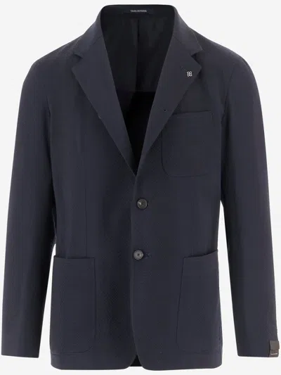 Tagliatore Single Breasted Stretch Wool Jacket In Black