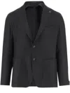 Tagliatore Single-breasted Stretch Wool Jacket With Welt Pockets And Reverse Spear Collar In Black