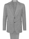 Tagliatore Single-breasted Striped Wool Suit In Grey