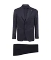 Tagliatore Three-piece Suit In High-quality Blue Fabric In Black