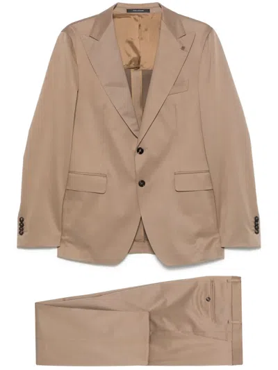 Tagliatore Single-breasted Suit In Braun