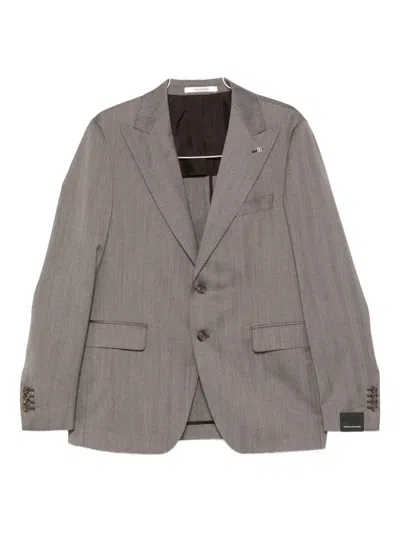 Tagliatore Single-breasted Suit In Brown