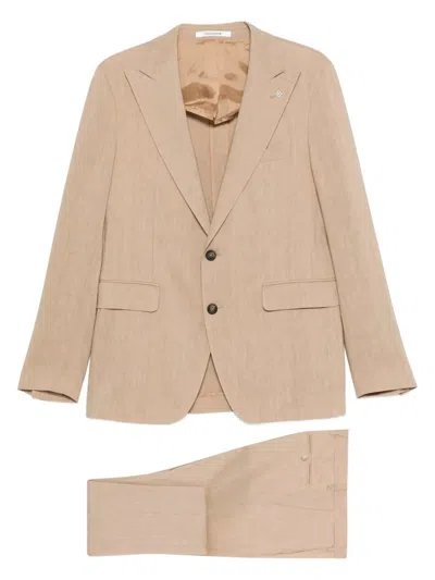 Tagliatore Single-breasted Suit In Brown