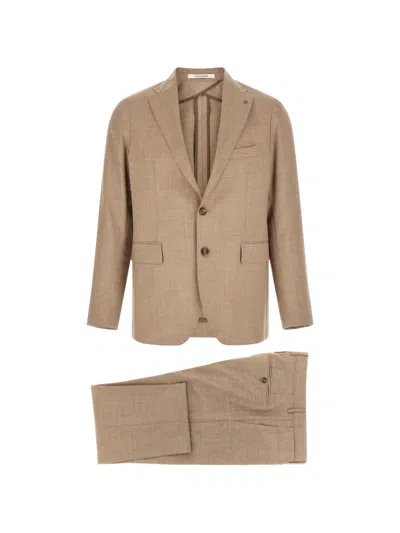Tagliatore Montecarlo Single Breasted Suit Notch Lapel In Brown