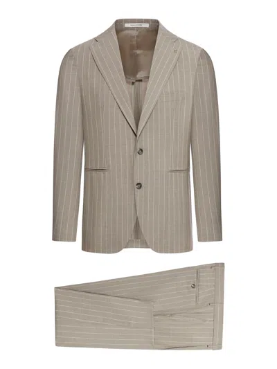 Tagliatore Single-breasted Suit In Brown