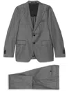 Tagliatore Long-sleeved Coat Belt Ring Trousers Suit In Grey