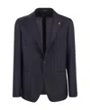 Tagliatore Brooch-detail Single-breasted Blazer In Blue