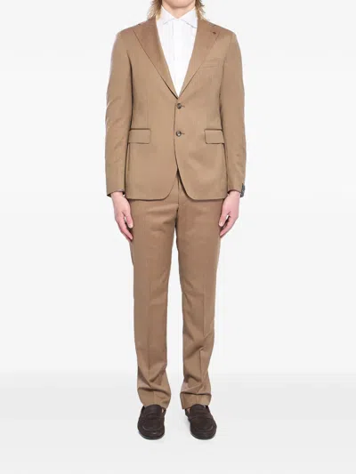 Tagliatore Single-breasted Suit In Super 130s Virgin Wool In Brown