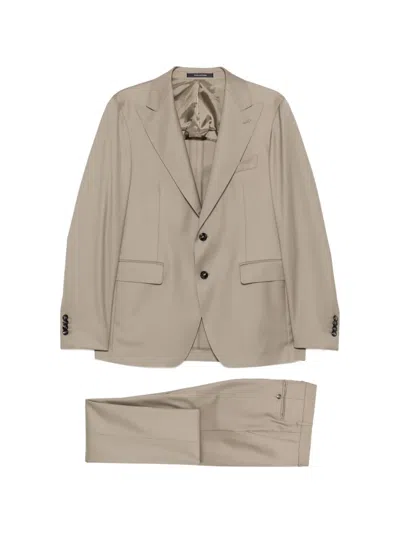 Tagliatore Single-breasted Suit In Brown