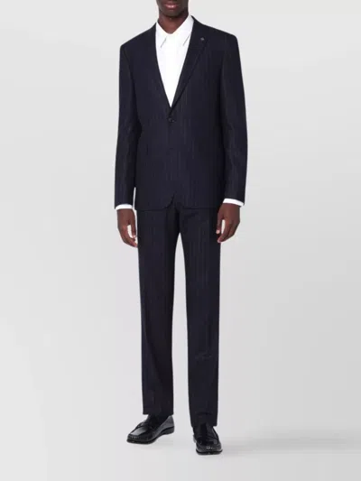 Tagliatore Pinstriped Single-breasted Wool Suit In Blue