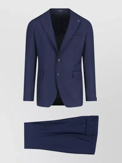 Tagliatore Single Breasted Suit Notch Lapel Pockets In Blue