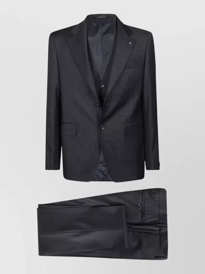 Tagliatore Single Breasted Suit Notched Lapel Flap Pockets In Gray