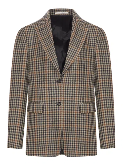 Tagliatore Cecily Checked Single-breasted Wool Blazer In Brown