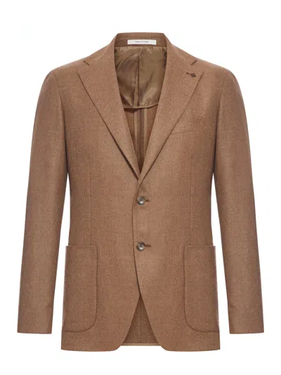 Tagliatore Single-breasted Tailored Wool Jacket In Brown