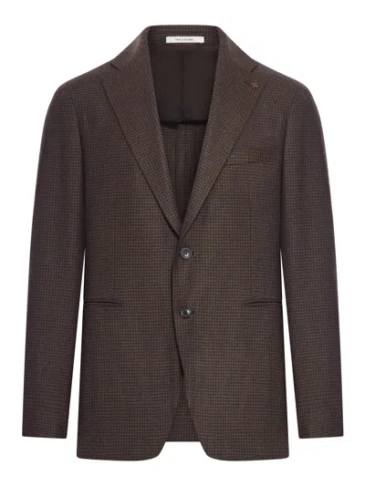 Tagliatore Single-breasted Tailored Wool Jacket In Brown