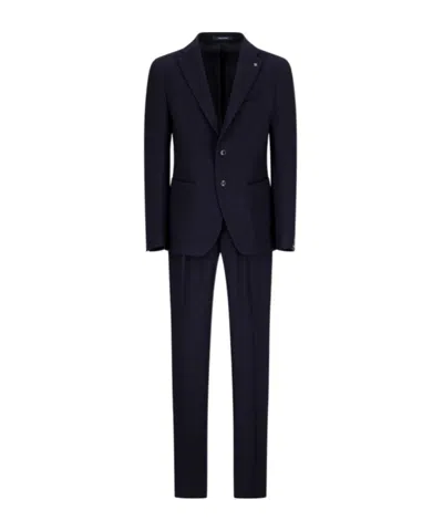 Tagliatore Single-breasted Textured Suit In Black