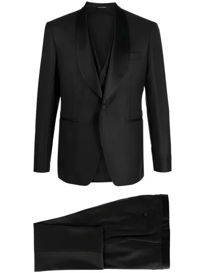 Tagliatore Single-breasted Three-piece Suit In Black