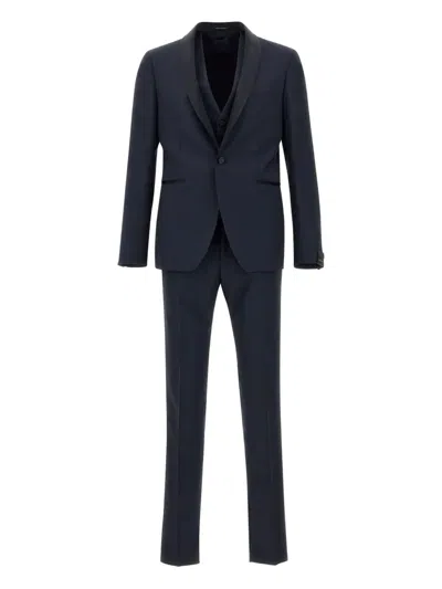 Tagliatore Single-breasted Three-piece Suit In Blue