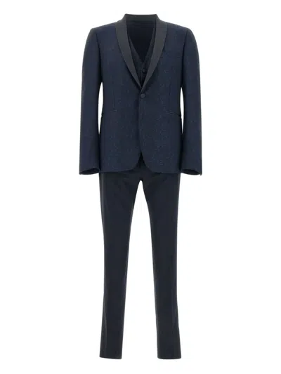 Tagliatore Single-breasted Three-piece Suit In Blue