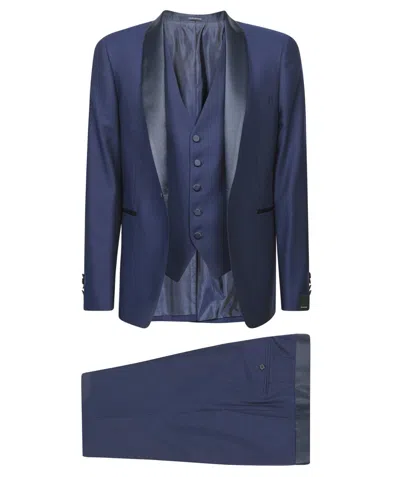 Tagliatore Single-breasted Three-piece Suit Set In Blu Aperto