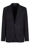 Tagliatore Single-breasted Wool Jacket With Lapel Collar In Black