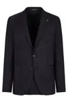 Tagliatore Single-breasted Wool Jacket With Lapel Collar In Black