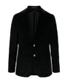 Tagliatore Velvet Jacket Buttoned Cuffs In Black
